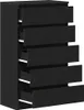 A black dresser with six drawers, some of which are partially open, shown against a white background. Náhled obrázku produktu