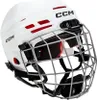 A white CCM hockey helmet with a silver cage. Náhľad obrázku produktu