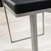 FineBuy Sgabello da bar nero in Pelle finta e acciaio inox Anteprima dell’immagine prodotto 4