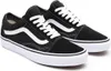 A pair of black Vans Old Skool sneakers with white laces and the signature white side stripe. Voir les images du produit
