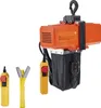 A product shot of an electric chain hoist with its accessories. Produktbild-Vorschau