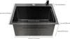 A black kitchen sink with dimensions indicated by measurement lines and text. Produktbild-Vorschau