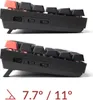 Two side-by-side images of a keyboard showing different tilt angles, with angle measurements below. Produktbild-Vorschau