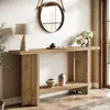 A wooden console table with decorative items in a room. Podgląd zdjęcia produktu
