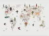 Vlies Fototapete - Beige World - Continents With Animals in Produktbild-Vorschau 5