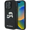 A black Karl Lagerfeld iPhone case with a Karl and Choupette head pin is shown on a white background. Anteprima dell’immagine prodotto