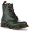 A single green Dr. Martens boot is shown against a white background. Produktbild-Vorschau