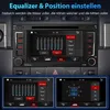 A collage of screenshots from a car infotainment system, showing equalizer and audio position settings. Anteprima dell’immagine prodotto