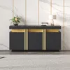 Credenza Merax nera con effetto marmo, 140x38x70cm, 3 ante, Anteprima dell’immagine prodotto 2
