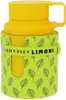 A close-up studio shot of a yellow bottle with a green leaf-patterned sleeve. Produktbild-Vorschau