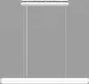 A white rectangular pendant light fixture suspended by thin wires against a plain gray background. Podgląd zdjęcia produktu