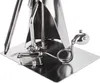 A close-up view of a metal sculpture of Justitia, the Roman goddess of justice, with a snake and scales. The sculpture is made of polished metal and sits on a square base. Náhľad obrázku produktu