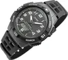 A close-up, angled shot of a black Casio analog-digital sports watch with a black rubber strap, set against a white background. Produktbild-Vorschau