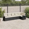 6-tlg. Garten-Sofagarnitur mit Kissen Schwarz Poly Rattan Produktbild-Vorschau 1