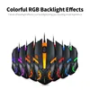 A row of gaming mice with colorful RGB backlights. Produktbild-Vorschau
