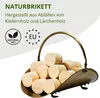 A basket filled with natural briquettes made from pine and larch wood. Produktbild-Vorschau