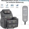 A gray fabric massage chair with a remote control and feature icons. Náhled obrázku produktu