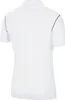 The back view of a white polo shirt with dark trim on the collar and sleeves. Náhled obrázku produktu