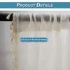 Close-up of a curtain rod with a sheer curtain hanging from it, showing decorative tassels and a measurement indicator. Produktbild-Vorschau