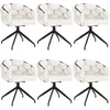 A set of six white upholstered chairs with black legs arranged in two rows. Produktbild-Vorschau