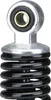 A close-up view of a motorcycle shock absorber with a black coil spring and silver mounting hardware. Náhled obrázku produktu