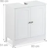 Mueble de baño bajo lavabo con puertas, de color blanco, Vista previa de la imagen del producto 3