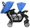 vidaXL Tandem-Kinderwagen Stahl Blau und Schwarz Produktbild-Vorschau 3