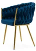 Geflochtener Stuhl ROSA GOLD in Marineblau mit goldenen Produktbild-Vorschau 7