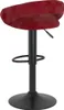 A single red velvet bar stool with a black metal base and adjustable height. Náhled obrázku produktu