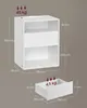 A white bedside table with dimensions and weight capacity indicated by text and arrows. Produktbild-Vorschau