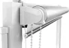 A close-up view of a white roller blind mechanism and chain. Produktbild-Vorschau