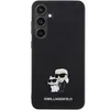 A black Saffiano leather phone case with a Karl Lagerfeld and Choupette graphic. Anteprima dell’immagine prodotto