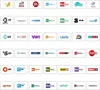 A grid of various television channel logos. Produktbild-Vorschau
