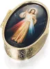 Wunderschöne Rosenkranz Dose / Metalletui Oval 5x3cm Produktbild-Vorschau 2