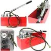 Collage of a red hydraulic pressure testing pump from multiple angles. Náhľad obrázku produktu