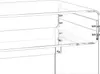 A close-up view of a clear acrylic table with shelves, showing the construction details. Voir les images du produit