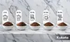 Ground coffee in bowls with different grind sizes, each associated with a brewing method and time. Podgląd zdjęcia produktu