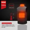 A diagram illustrating the heating zones and features of a heated vest. Podgląd zdjęcia produktu