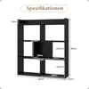 A diagram of a black bookshelf with dimensions indicated by lines and text. Podgląd zdjęcia produktu
