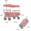 AREBOS Bollerwagen faltbar Rot | Dach, Netztaschen, 100 kg Produktbild-Vorschau 7