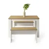 A dining table and bench set with a vase of greenery on top. Náhled obrázku produktu