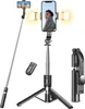 Selfie-Stick-Stativ mit 2 Fülllichtern, 114 cm verbessertes Produktbild-Vorschau 1