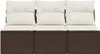 A three-seater outdoor sofa with brown rattan base and white cushions, shown from the front. Náhľad obrázku produktu