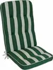 A green and white striped chair cushion on a white background. Produktbild-Vorschau