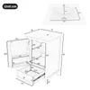 A technical drawing with dimensions of a bathroom vanity cabinet and its sink. Produktbild-Vorschau