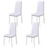 Four white dining chairs are arranged in a grid against a white background. Náhled obrázku produktu