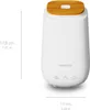 A white medisana aroma diffuser with a wooden top, shown with height and width dimensions indicated. Produktbild-Vorschau