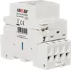 A white electrical relay or contactor mounted on a DIN rail. Produktbild-Vorschau