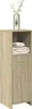 A tall, narrow bathroom cabinet with a shelf and a closed cabinet door, topped with a vase of decorative branches. Podgląd zdjęcia produktu