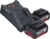 A Bosch battery charger with two 18V batteries. Produktbild-Vorschau